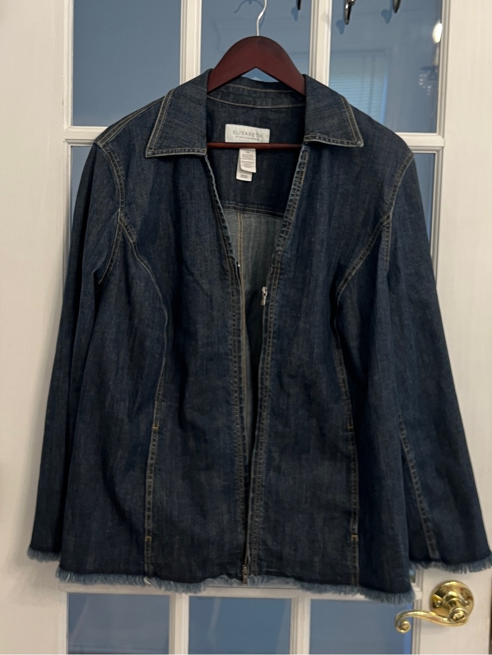 ELISABETH BY LIZ CLAIBORNE Women’s Denim Jean Jacket Frayed Hem Plus Size 1X